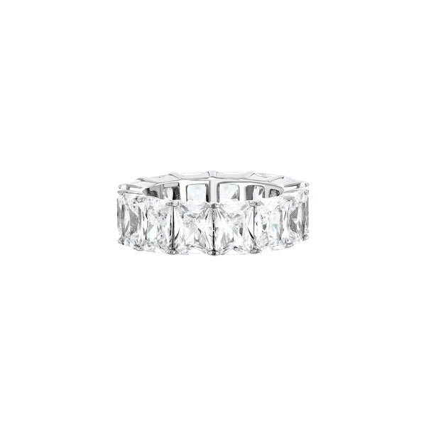 Silver Emerald Diamond Eternity Ring