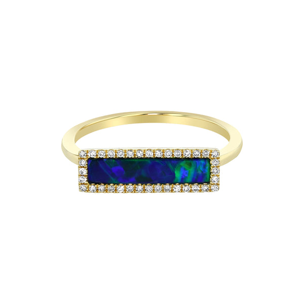 Yellow Gold  Blue Opal Ring