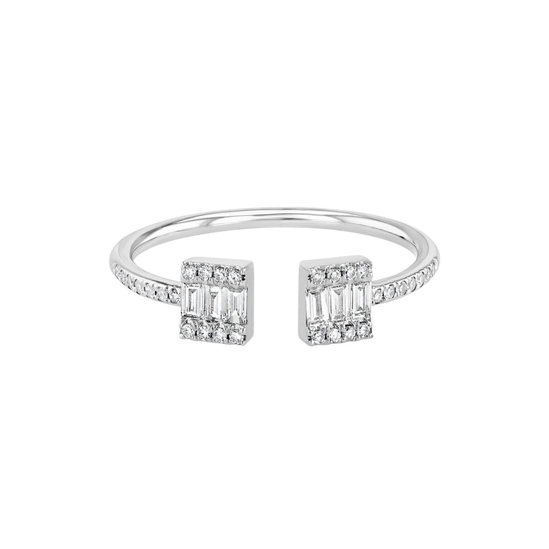 White Gold Open Baguette Stacking Ring