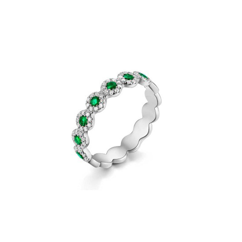 White Gold Emerald And Diamond Eternity Ring