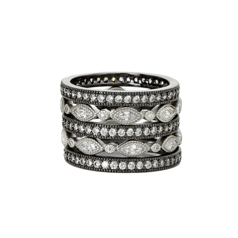 Silver Set Of 5 Stackable Rings