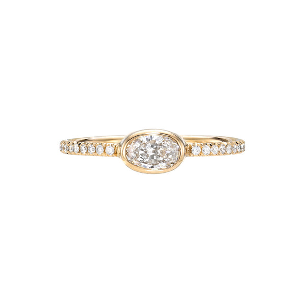 Yellow Gold Oval Diamond Stacking Ring