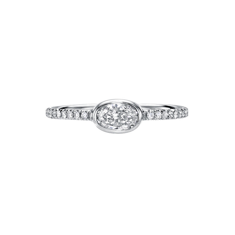 White Gold Oval Diamond Stacking Ring