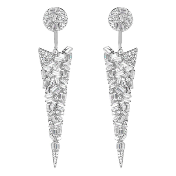 Silver Baguette Spike Earrings